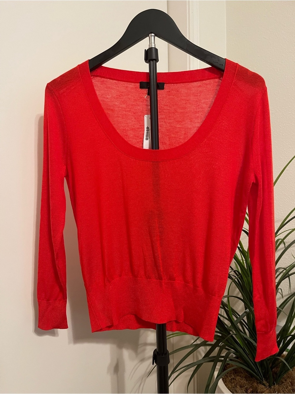 J. Crew Red Scoop Neck Knit Top